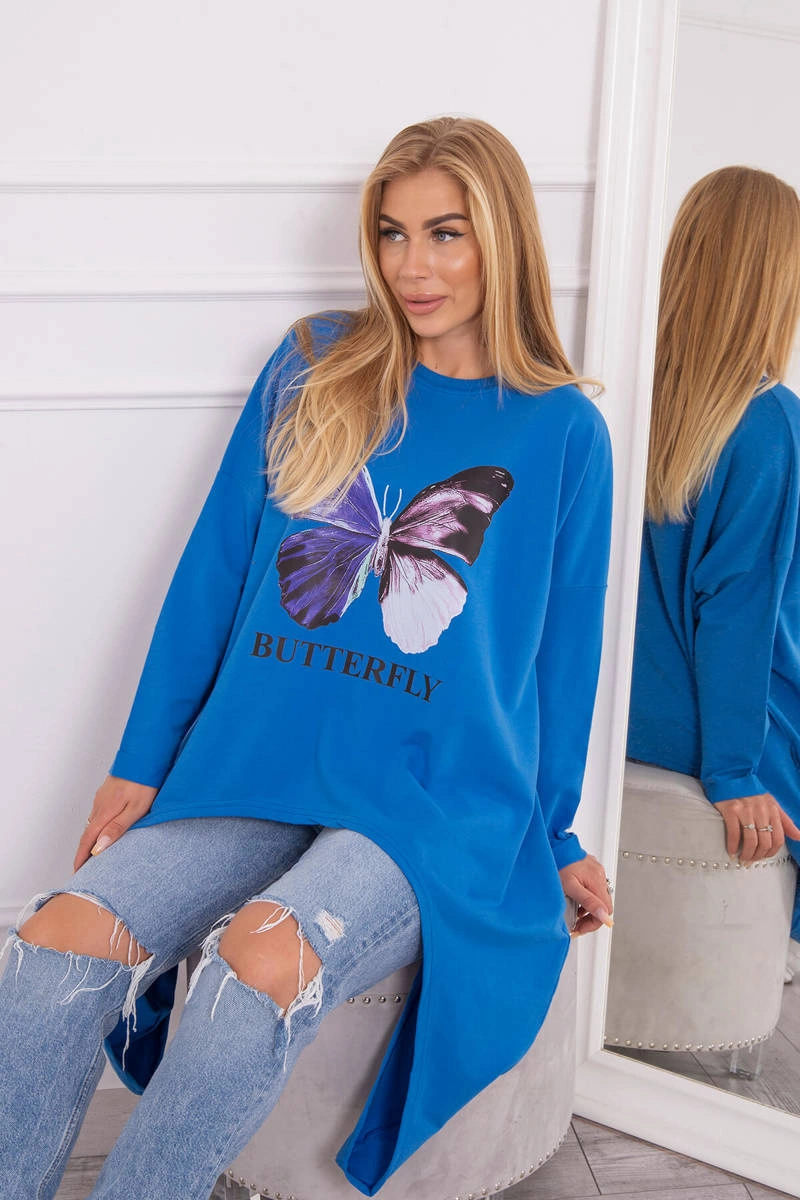 Blouse with oversize print purple blue