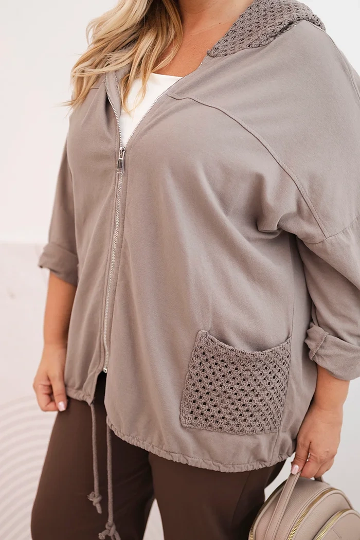 Kesi Włoski Women's Plus Size oversized cotton sweatshirt long sleeve fango