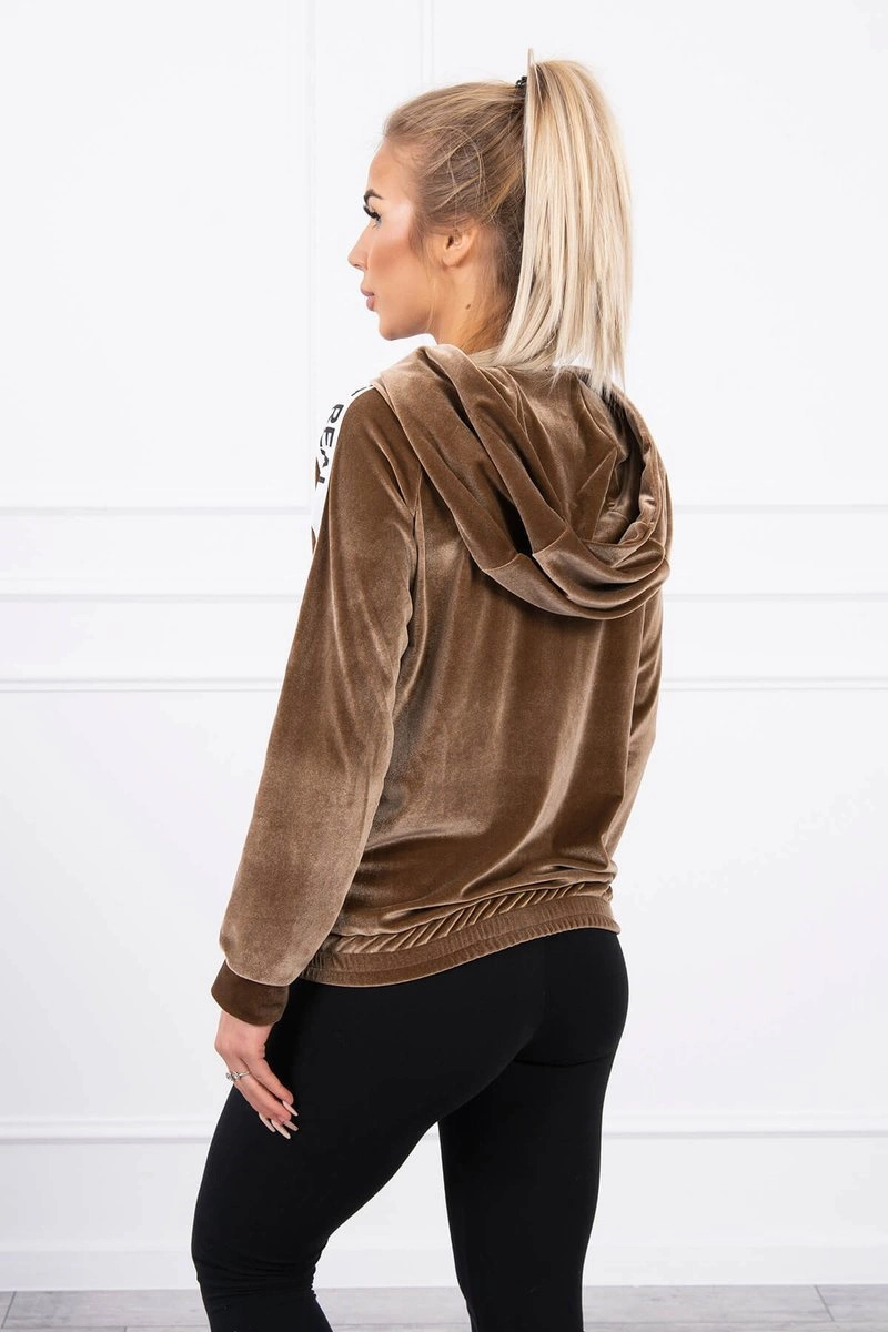 Kesi Velor sweatshirt with a hood brown