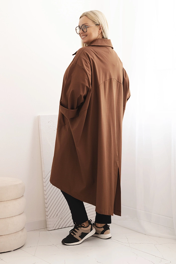 Kesi Włoski Plus Size women's cardigan Punto with cotton and buttons chocolate