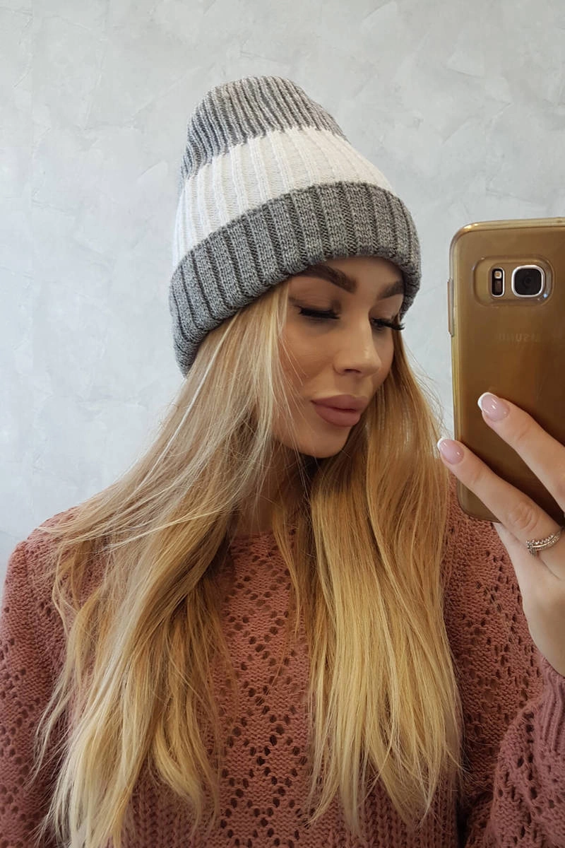 Kesi Cap with fleece Bojana K265 grey+white