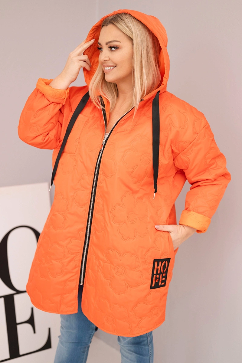 Ватирано яке с качулка в голям размер HOPE