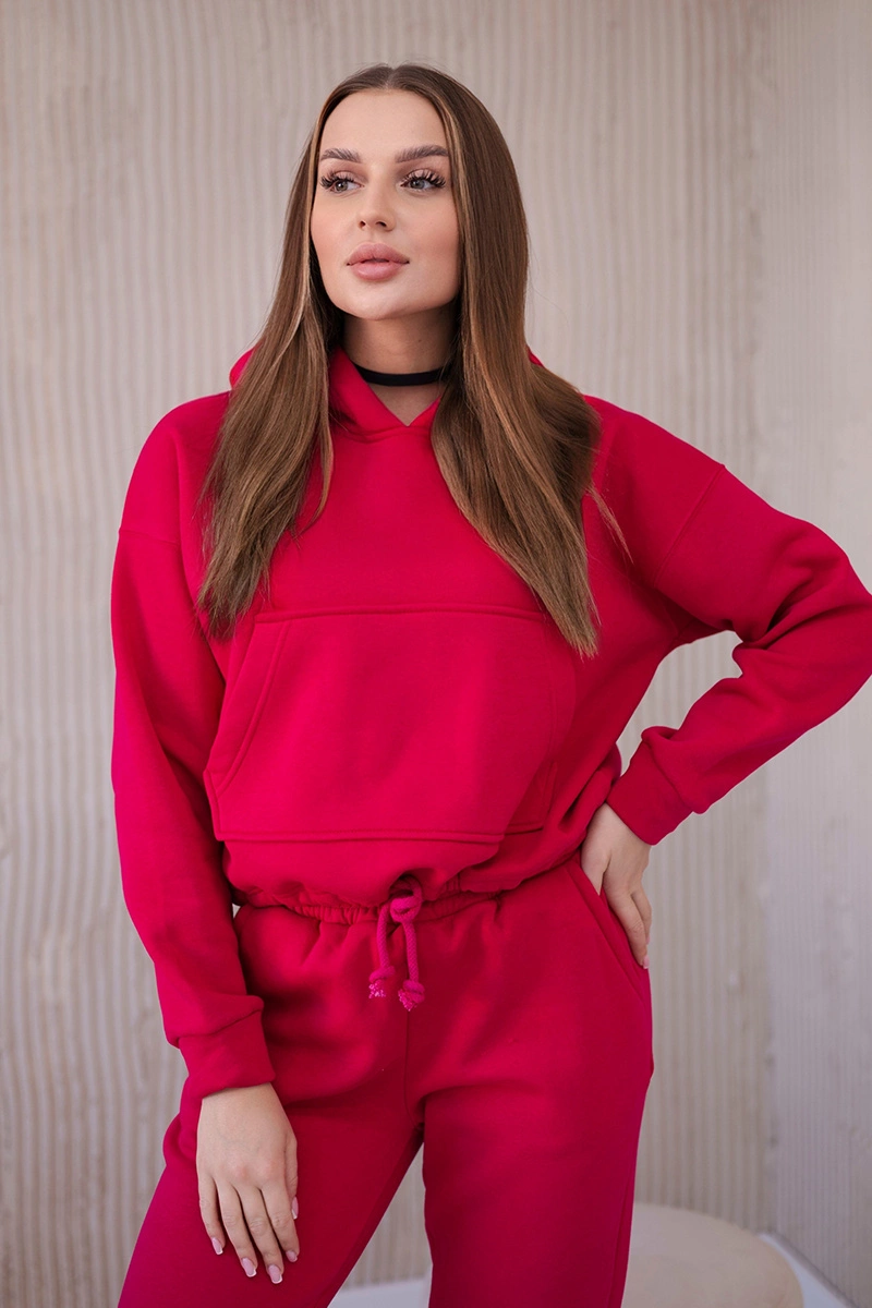 Insulated set with sweatshirt with fuchsia tie at the bottom