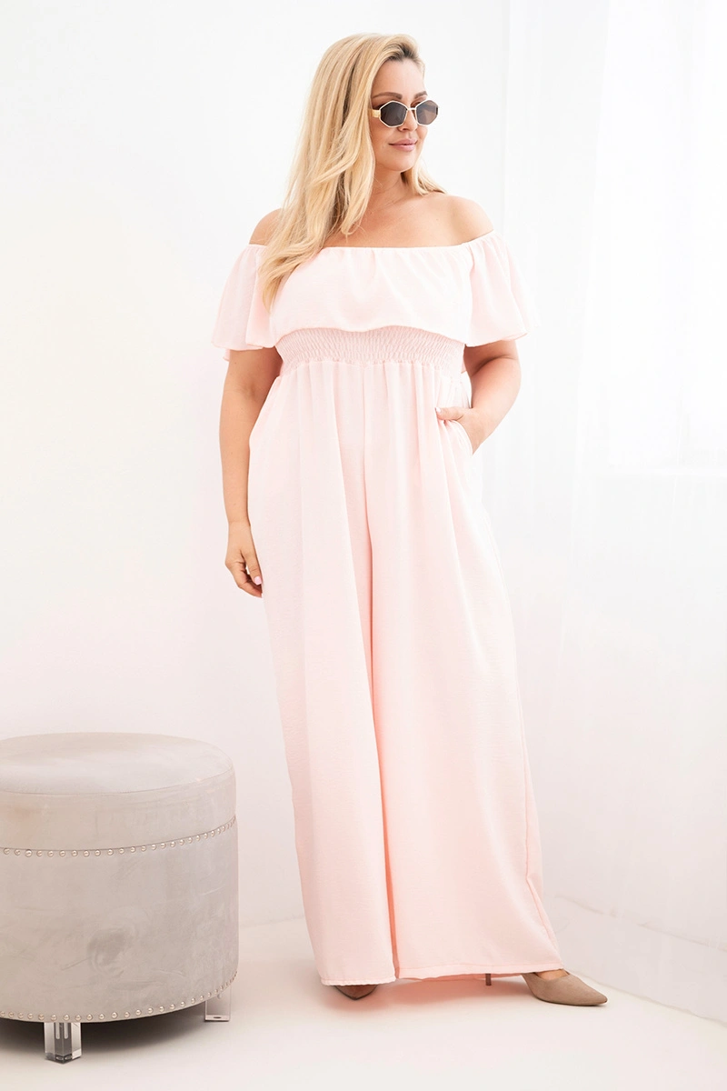 Гащеризон Kesi plus size с волани, розов