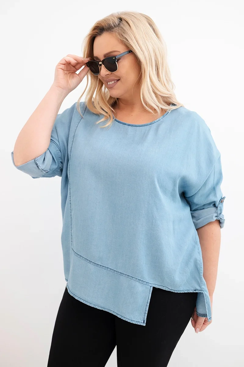 Plus size top z lyocellu s asymetrickým spodkem