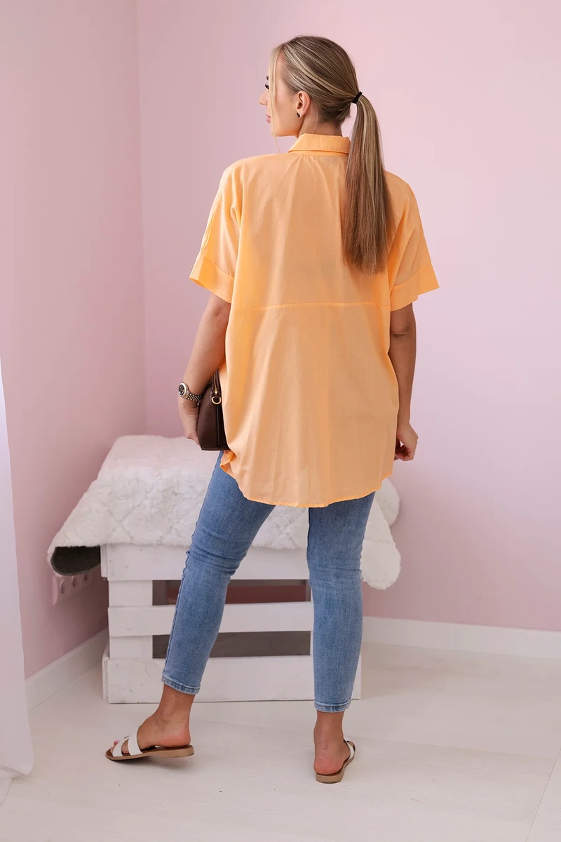 Apricot cotton shirt with short sleeves