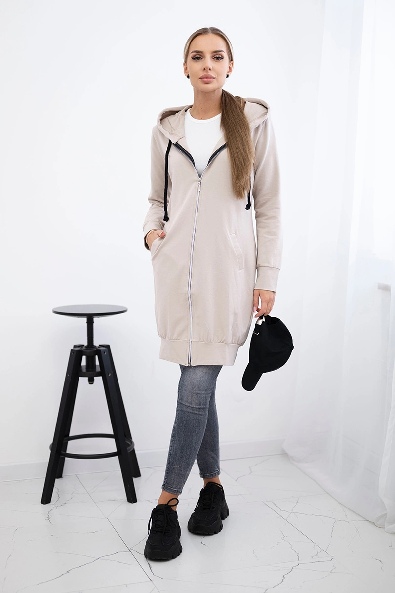 marka niezdefiniowana Hooded dress with a hood beige
