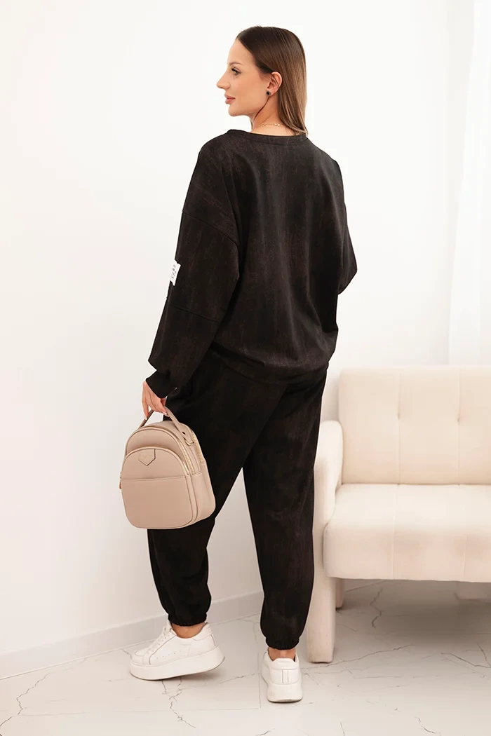 Kesi Włoski Women&#039;s oversized tracksuit set made of viscose with a washed effect black