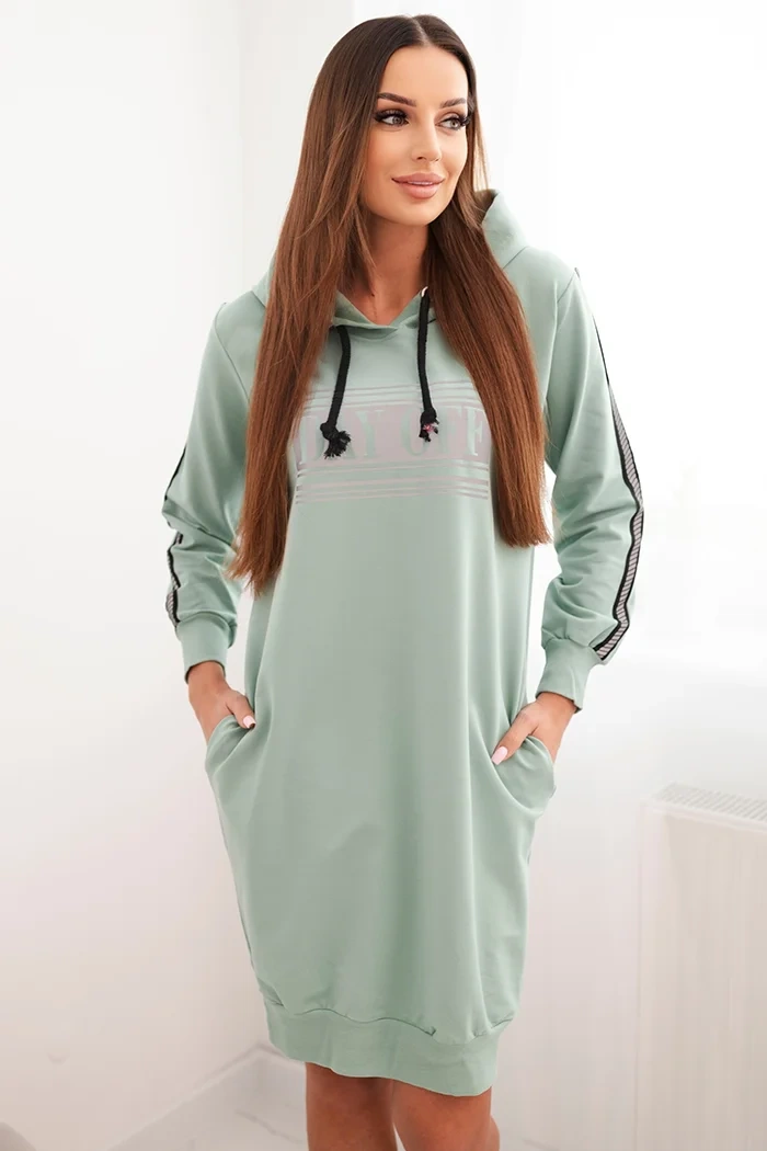 Kesi Dress with reflective print dark mint