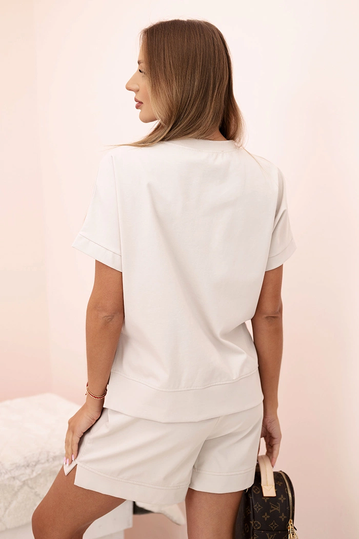 Kesi Włoski Women&#039;s punto set with short sleeves and shorts beige
