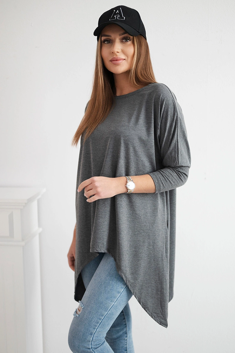 Oversize blouse in graphite melange