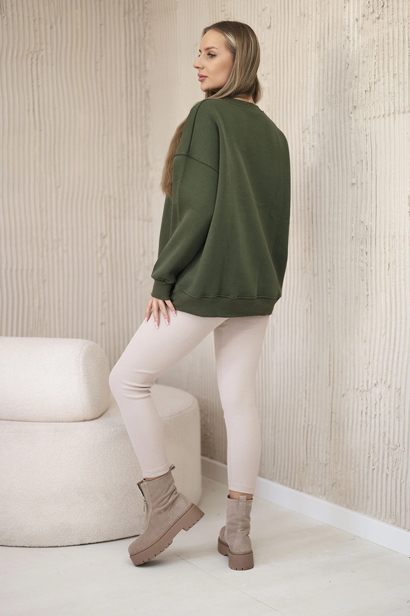 Cotton set insulated sweatshirt + leggings khaki