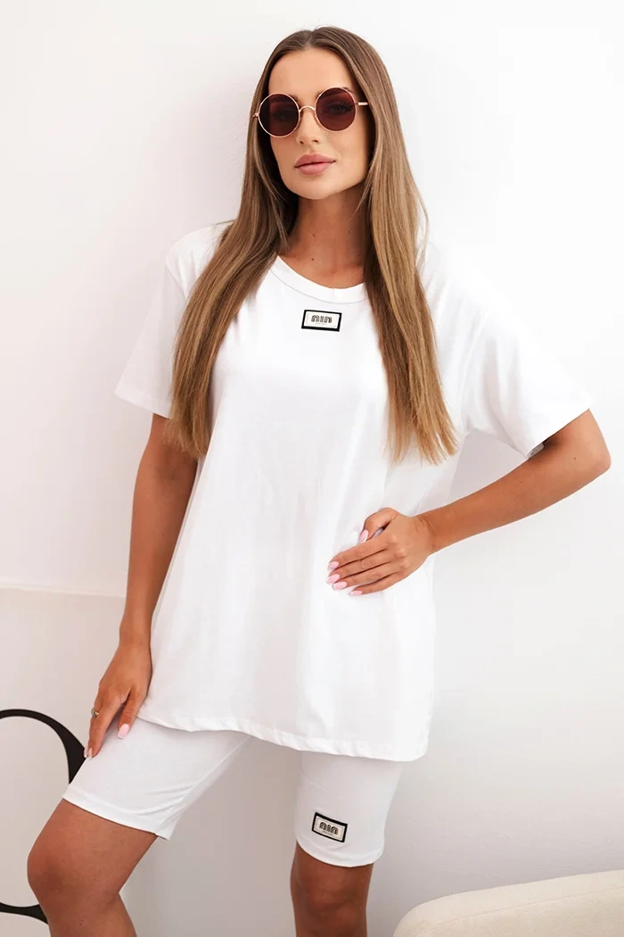 Kesi Włoski Women&#039;s cotton set with short sleeves and shorts white