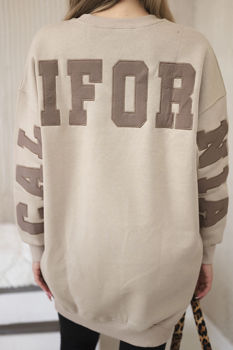 Insulated sweatshirt with California logo light beige