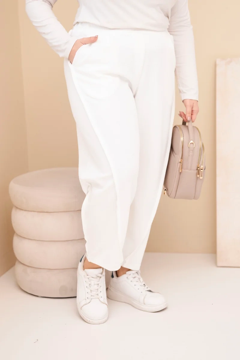 Kesi Plus Size voľné nohavice ecru