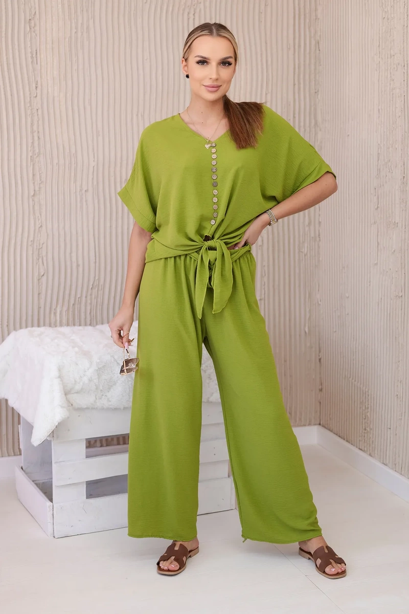 Women's blouse + trousers set - olive