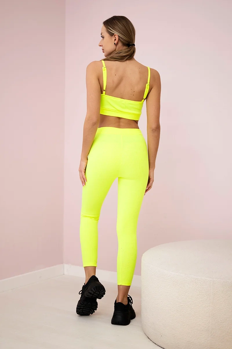 Striped top set with a yellow neon blouse