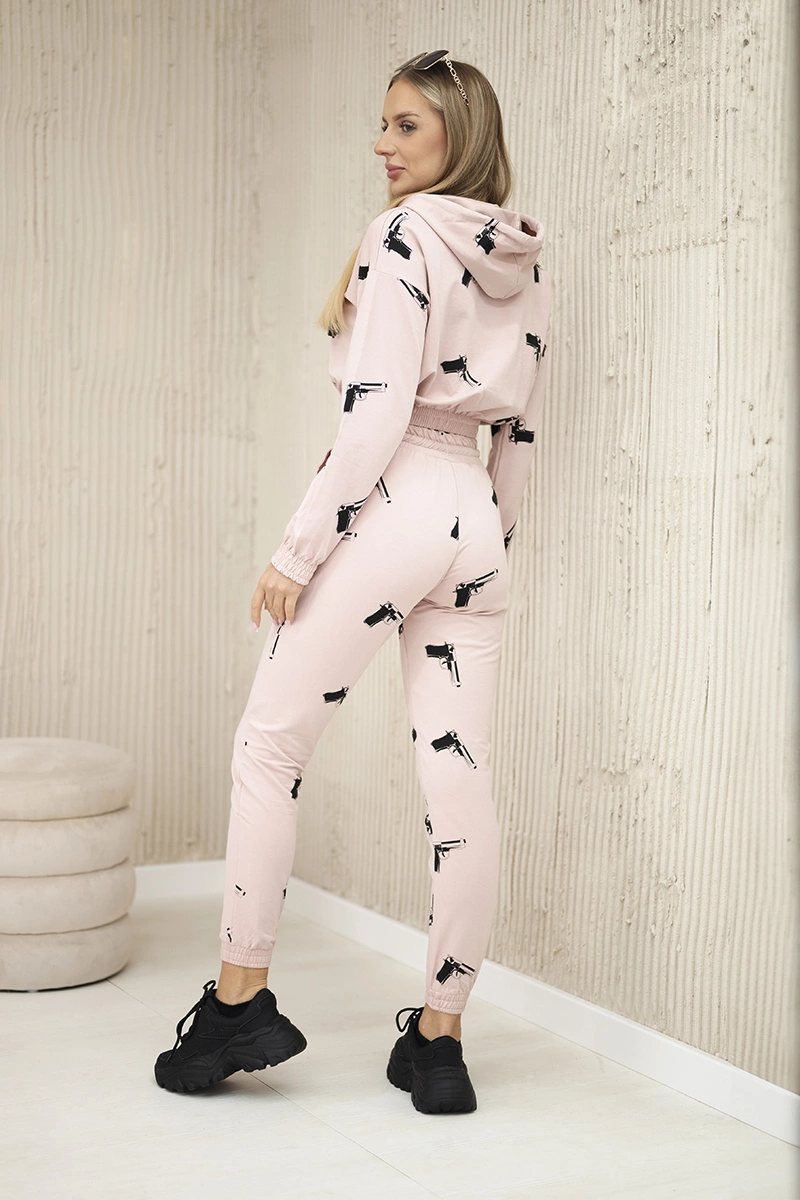 Set with printed guns dark powder pink