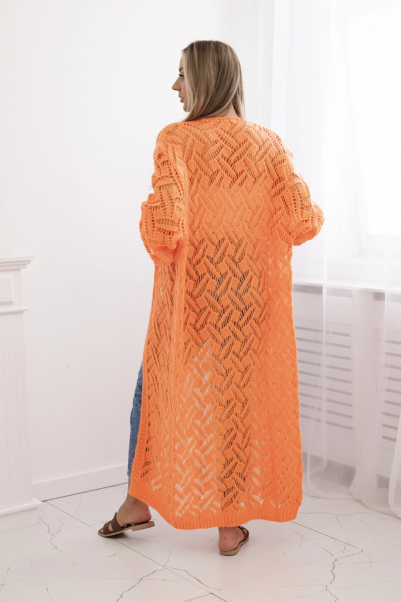 Long cardigan Super KID Mohair orange neon