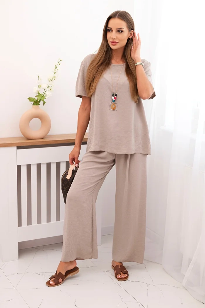 Kesi Włoski Women&#039;s set with a loose blouse and wide pants fango