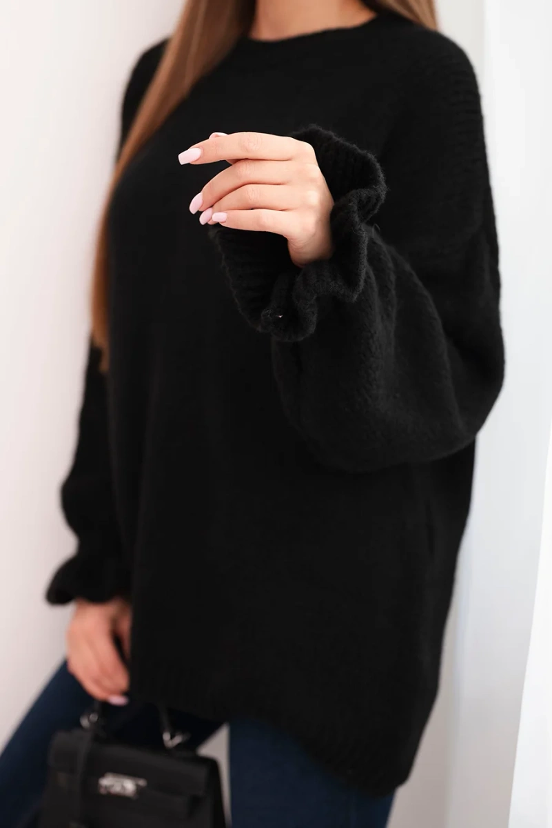 Kesi Włoski Women&#039;s sweater with a blend of mohair and wool in a loose fit black