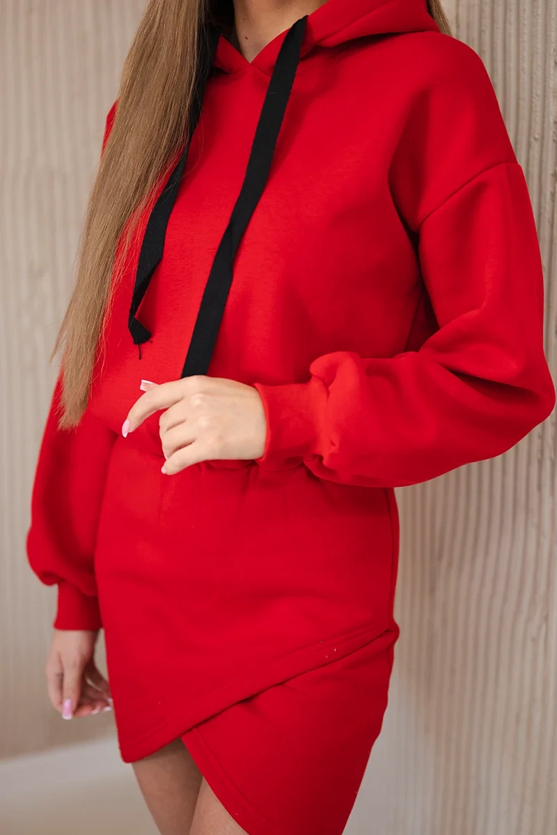 Insulated dress with a clutch at the bottom red