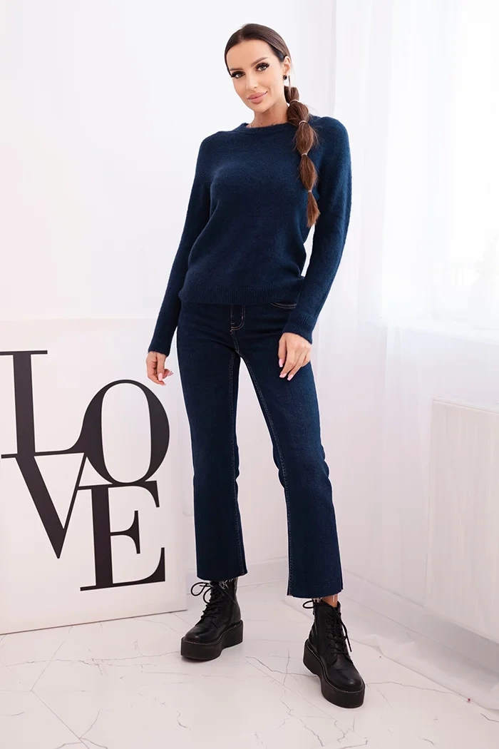 Kesi Włoski Women&#039;s sweater made of baby alpaca with long sleeves navy