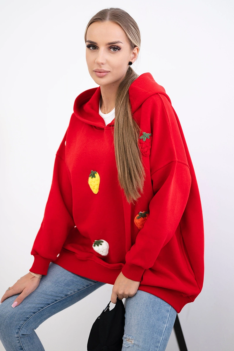 Insulated sweatshirt with a red strawberry motif