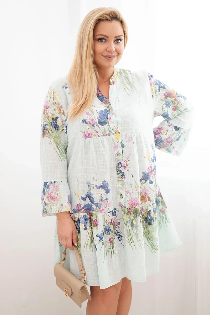 Дамска рокля с големи размери Kesi Włoski с флорален мотив