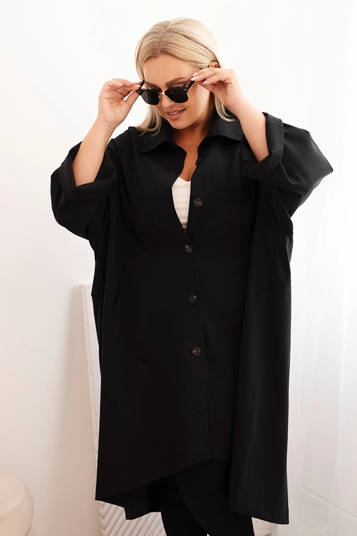 Kesi Włoski Plus Size women's cardigan Punto with cotton and buttons black