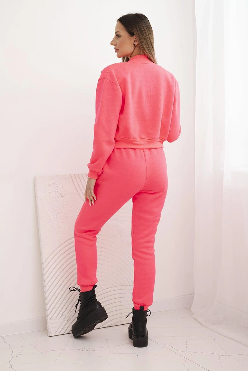 Kesi Women's cotton 3-piece set with a sweatshirt, top, and sweatpants neon pink