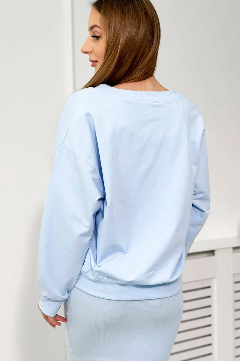 Set blouse + ribbed dress azure