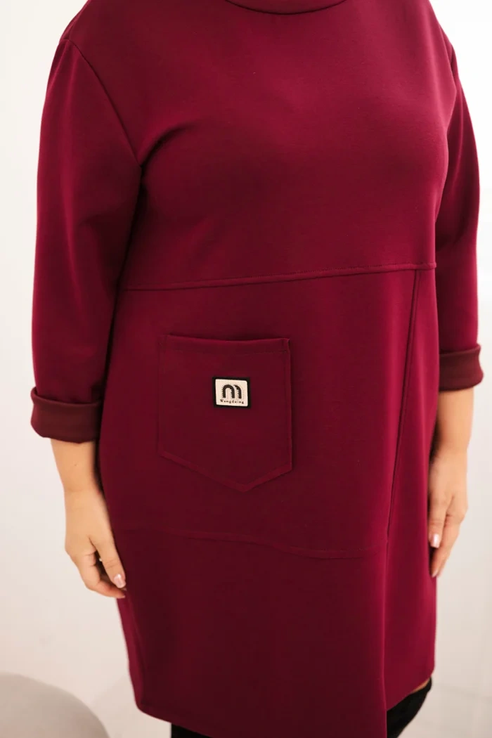 Kesi Włoski Dámska sukňa Plus Size maslo s vreckom a rukávom 3/4 slivková