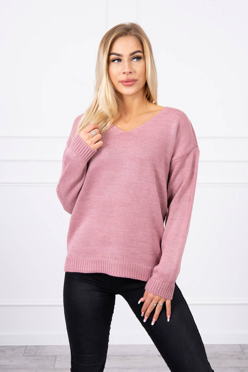 V-neck Sweater Dark Pink