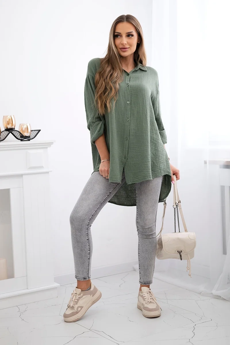 Kesi Włoski Cotton muslin shirt khaki