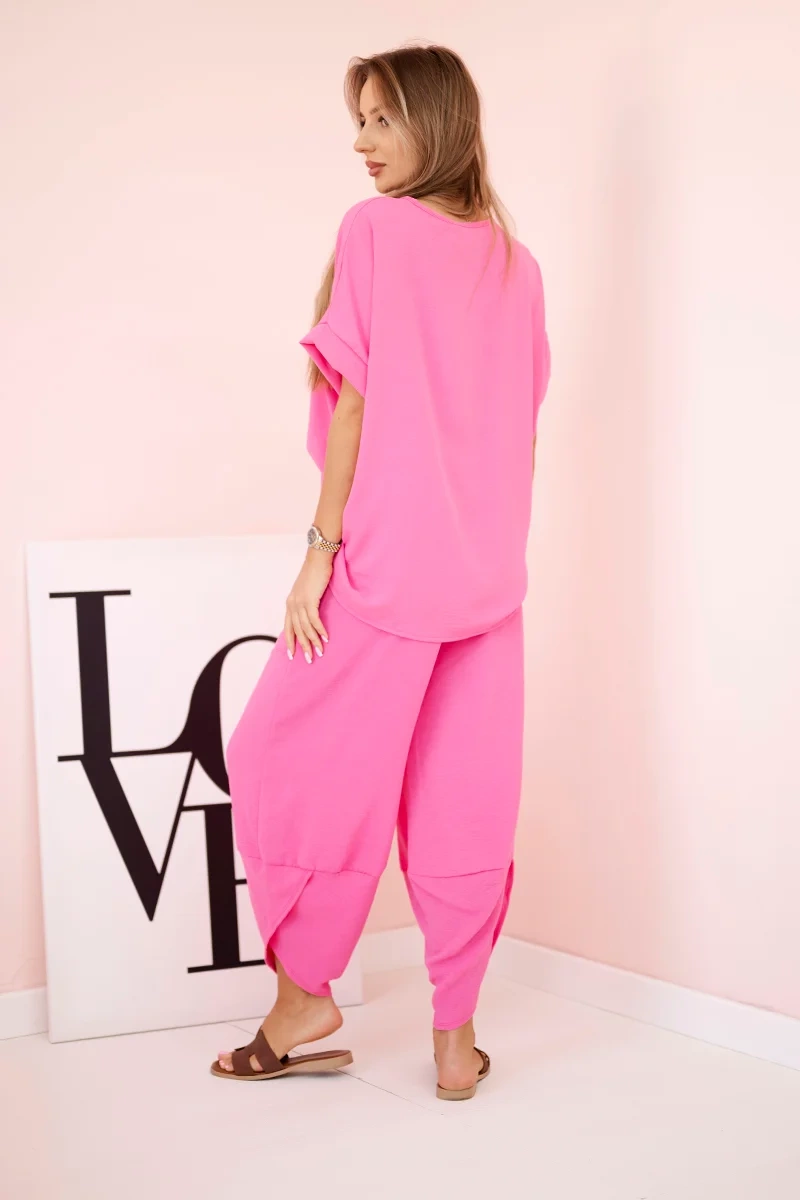 Kesi Włoski Viscose blouse + pants set pink