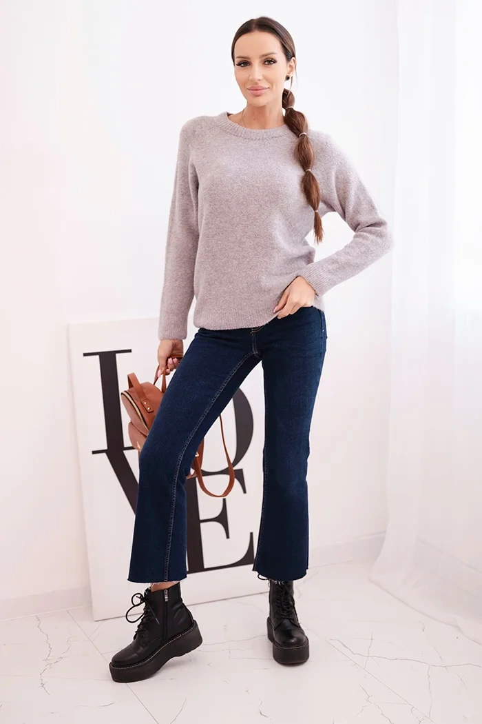 Kesi Włoski Women&#039;s sweater made of baby alpaca with long sleeves dark beige