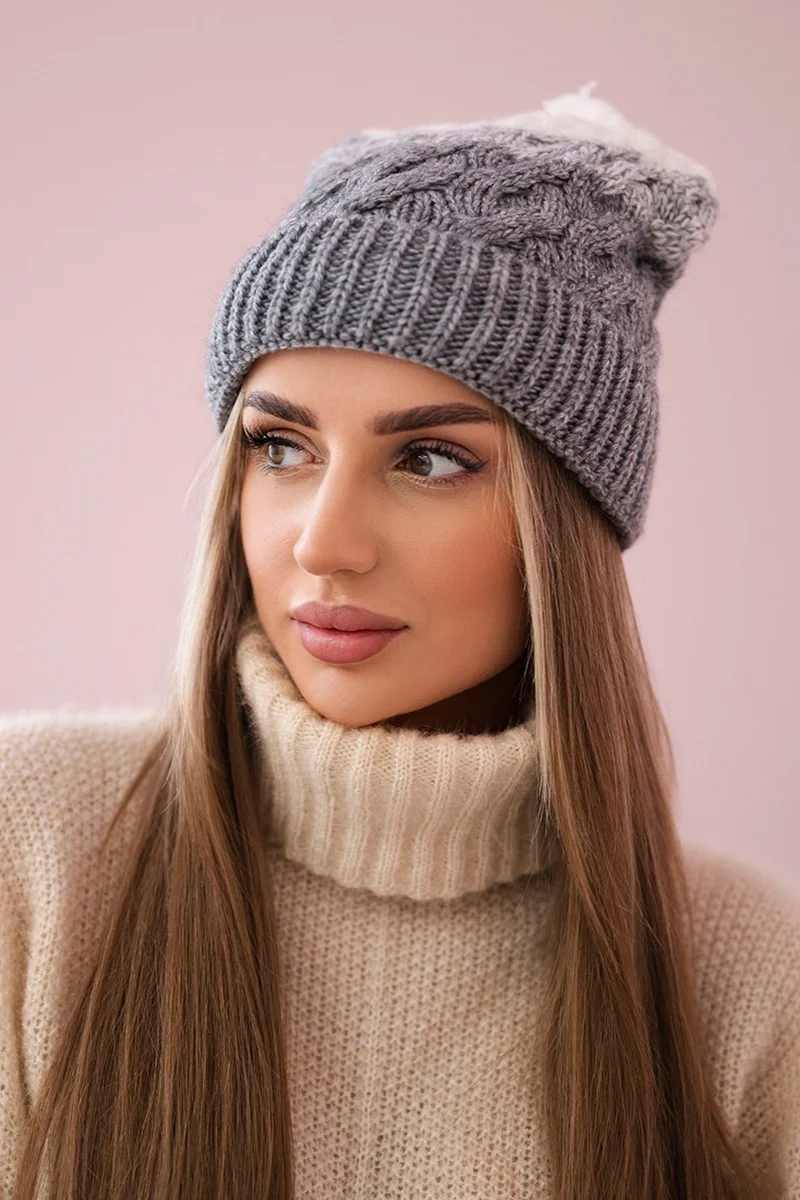 marka niezdefiniowana Čapica s fleece Ilona K218 šedá+biela