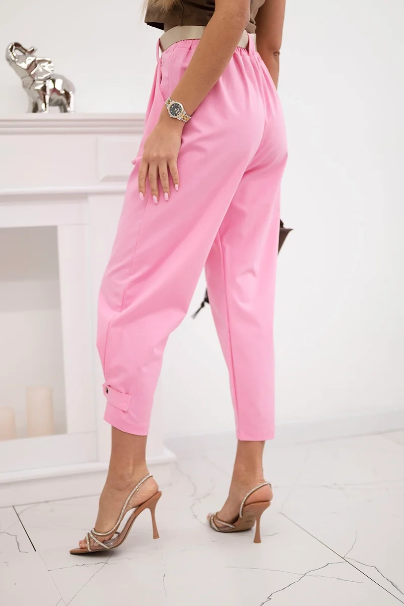 Kesi Włoski Summer Punto trousers with leg closure light pink