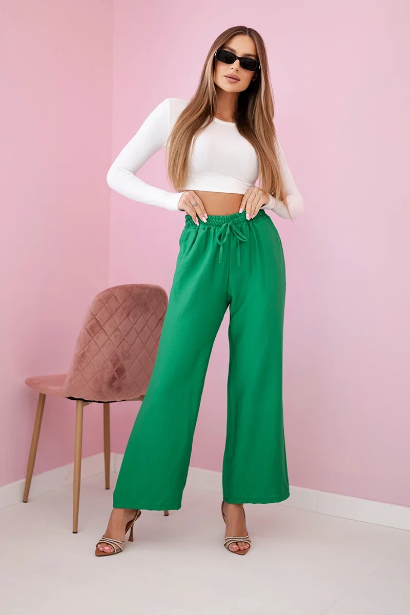 Kesi Włoski Viscose wide-leg trousers light green