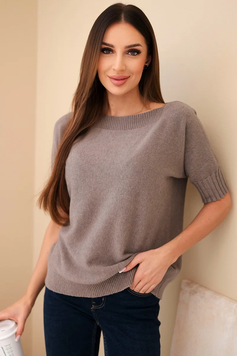 Kesi Włoski Dámsky sveter z viskózy s krátkym rukávom fango