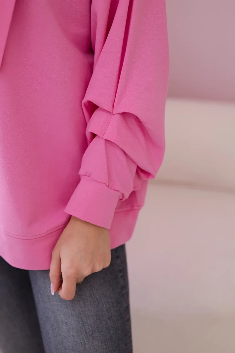 Cotton blouse with bow light pink