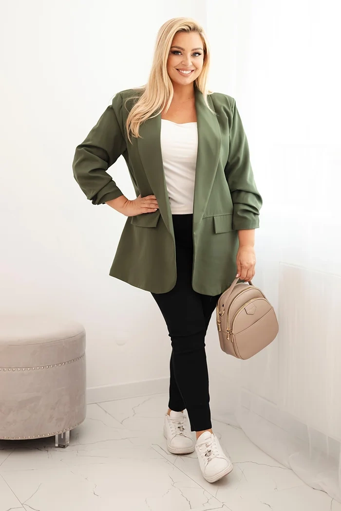 Kesi Włoski Plus Size elegant women&#039;s blazer khaki