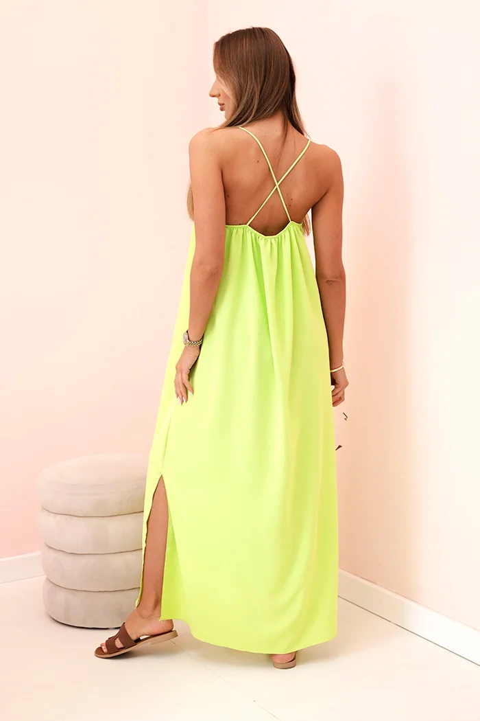 Kesi Włoski Long dress with straps neon green