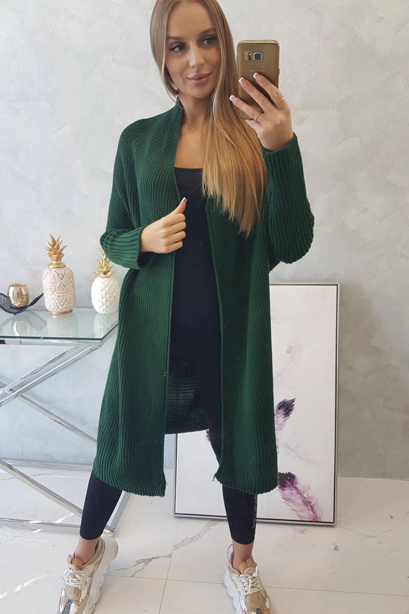 Sweater with batwing sleeve dark green