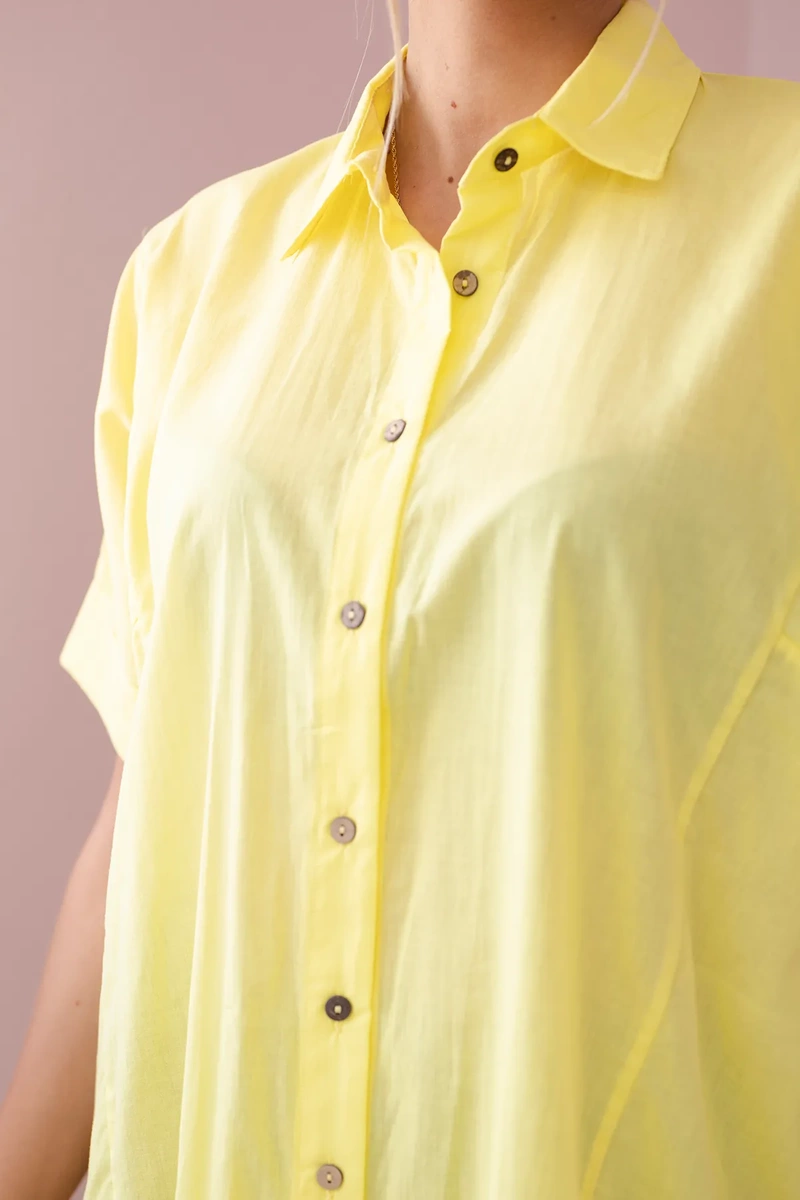marka niezdefiniowana Short-sleeved cotton shirt yellow