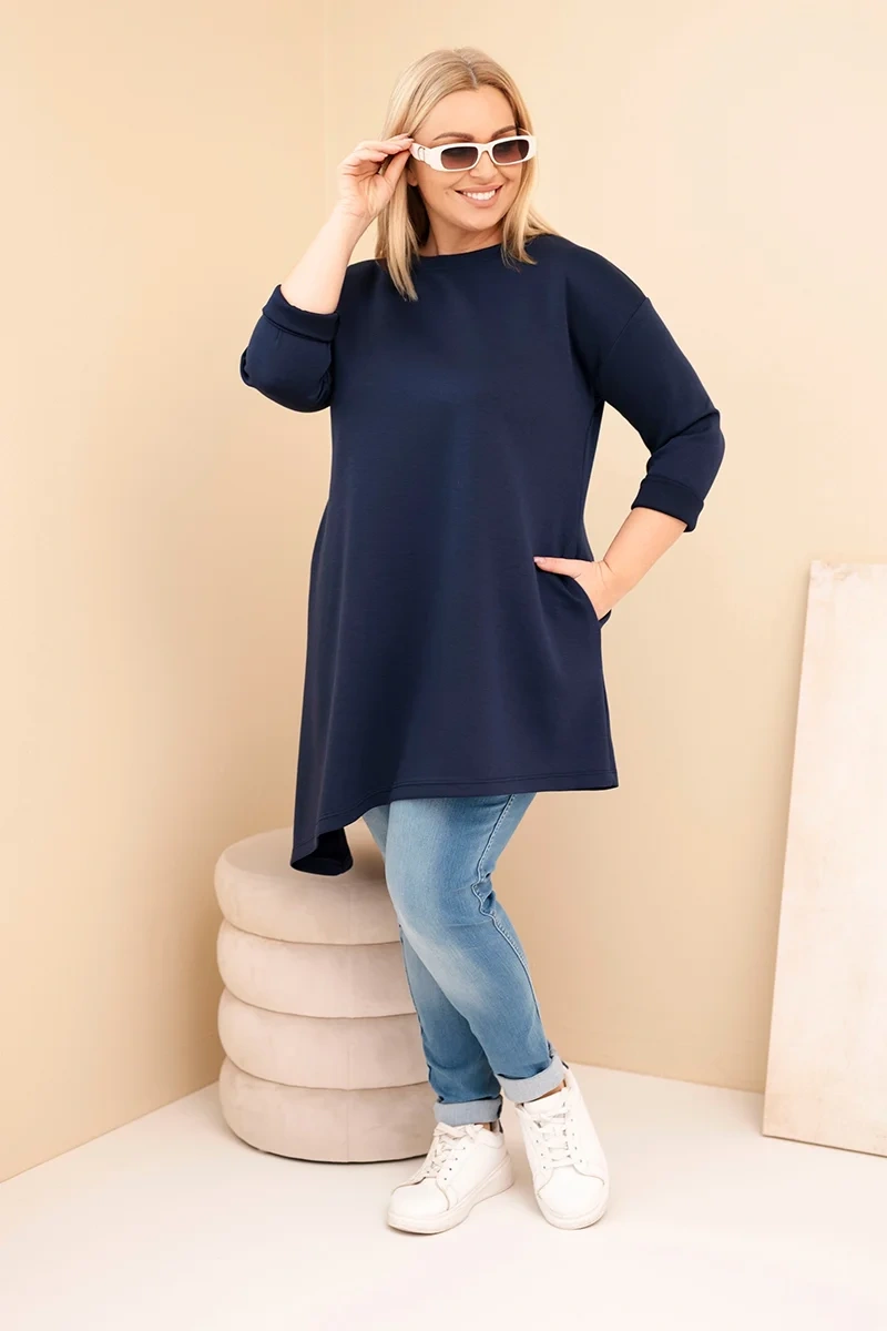 Plus size šaty z viskózy s asymetrickým lemom