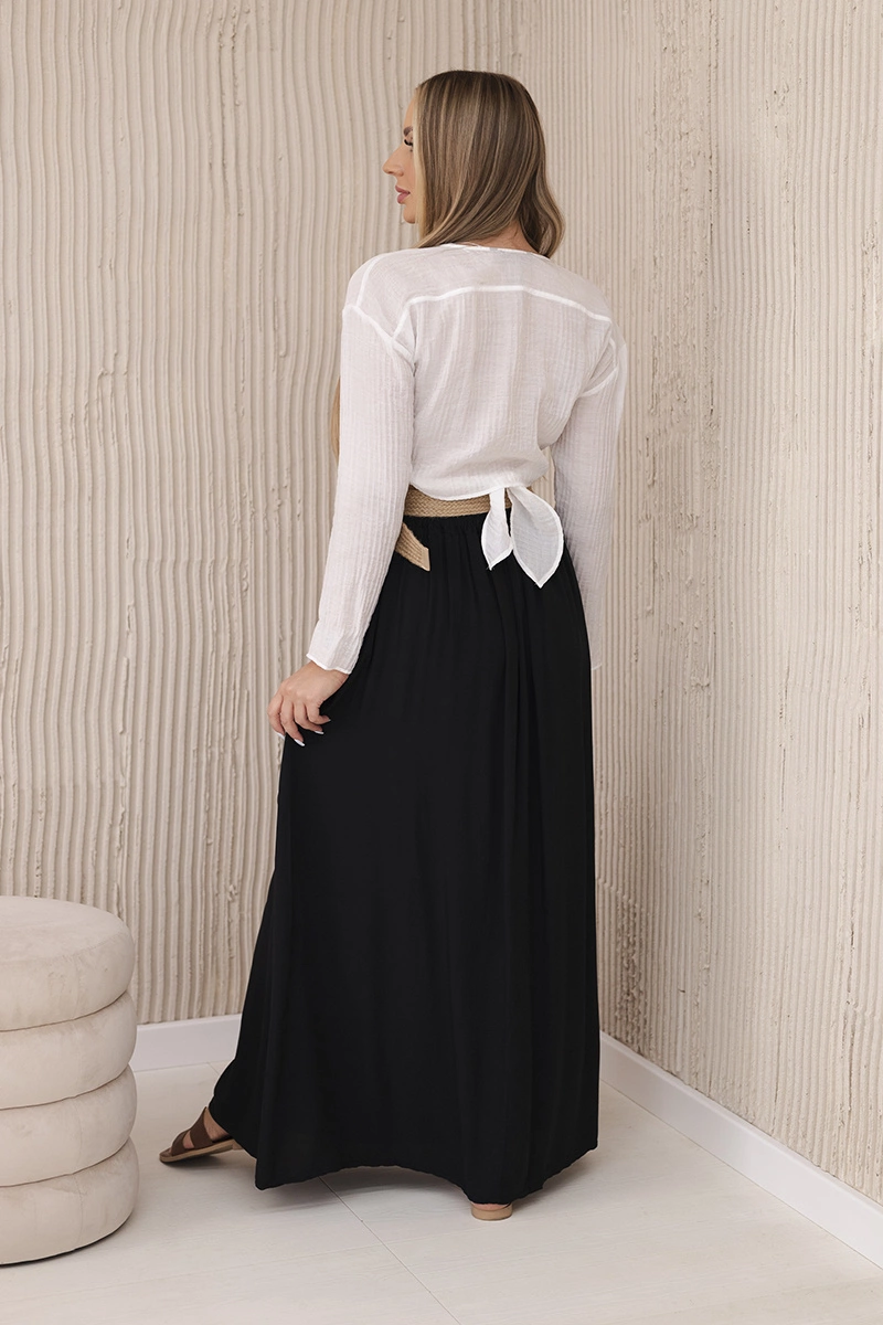 Kesi Włoski Viscose skirt with decorative belt black