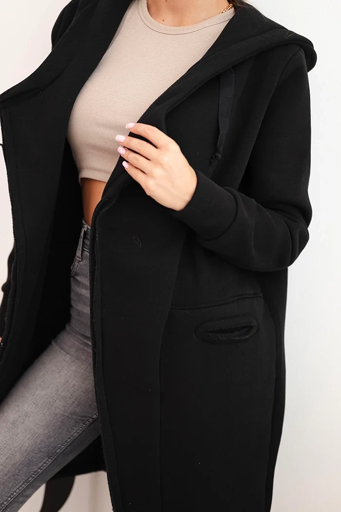 Insulated raincoat with hood black