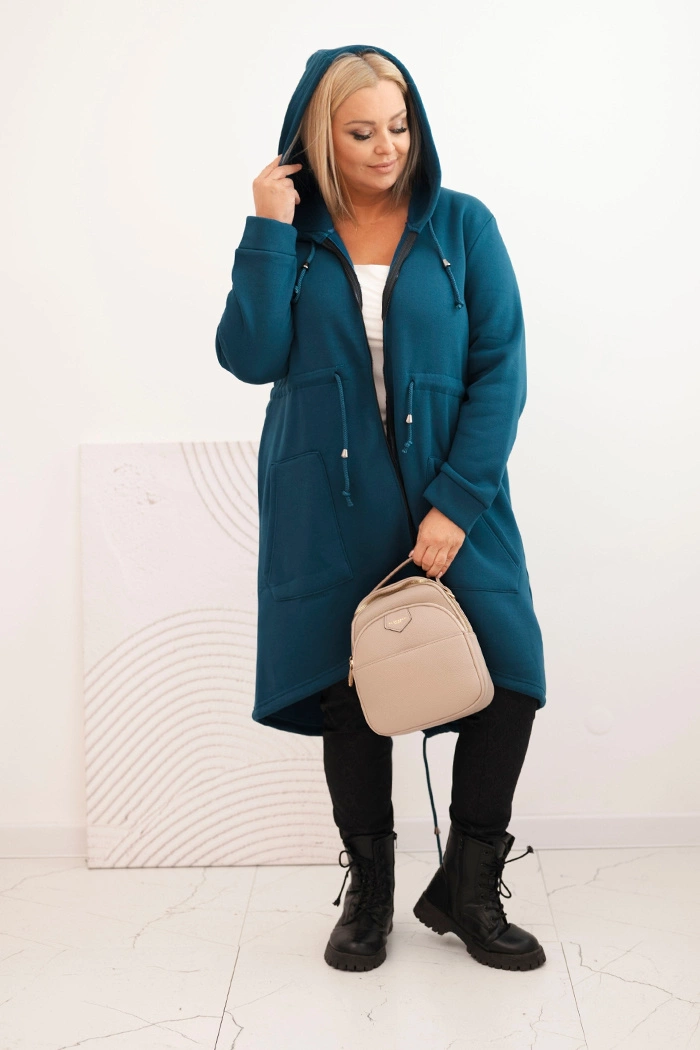 Kesi Women's insulated Plus Size hoodie with a V-neck brown